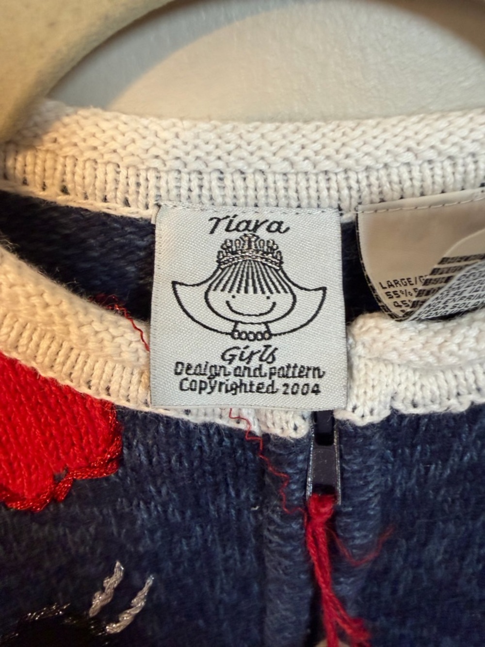 Tiara Girls Kids Festive Snowman Zip Front Cardigan Sweater - Navy Blue - Picture 4 of 6